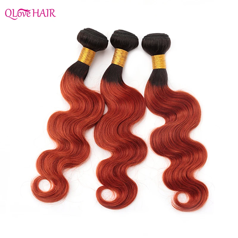 10 Colors Available Brazilian Body Wave Hair Weave Bundles Ombre Remy Human Hair 1B 350 Orange Pre Colored Braillian Hair Weft