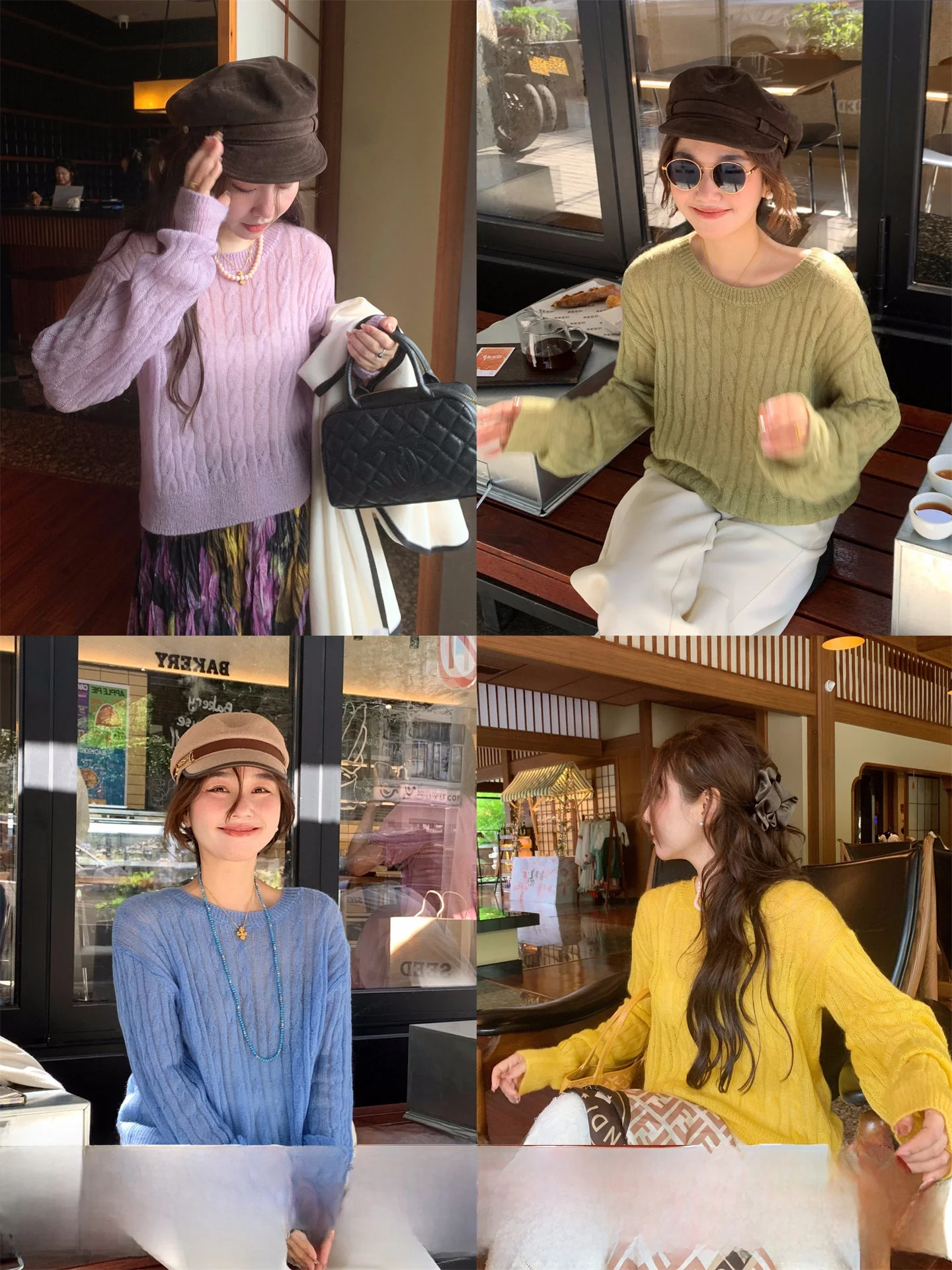 

Вязаный свитер-пуловер из шерсти с круглым вырезом и длинными рукавами, однотонный, стандартный крой, для повседневной носки, коллекция Early Autumn Twist Sugar Four Color Camere