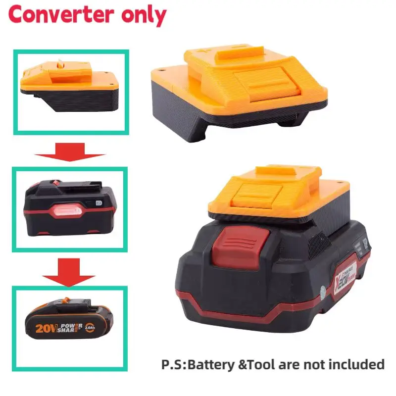 

Batteries Converter Adapter For Parkside x20V Lithium Convert To Worx 4PIN 20v tool Converter Use (without battery and tool)