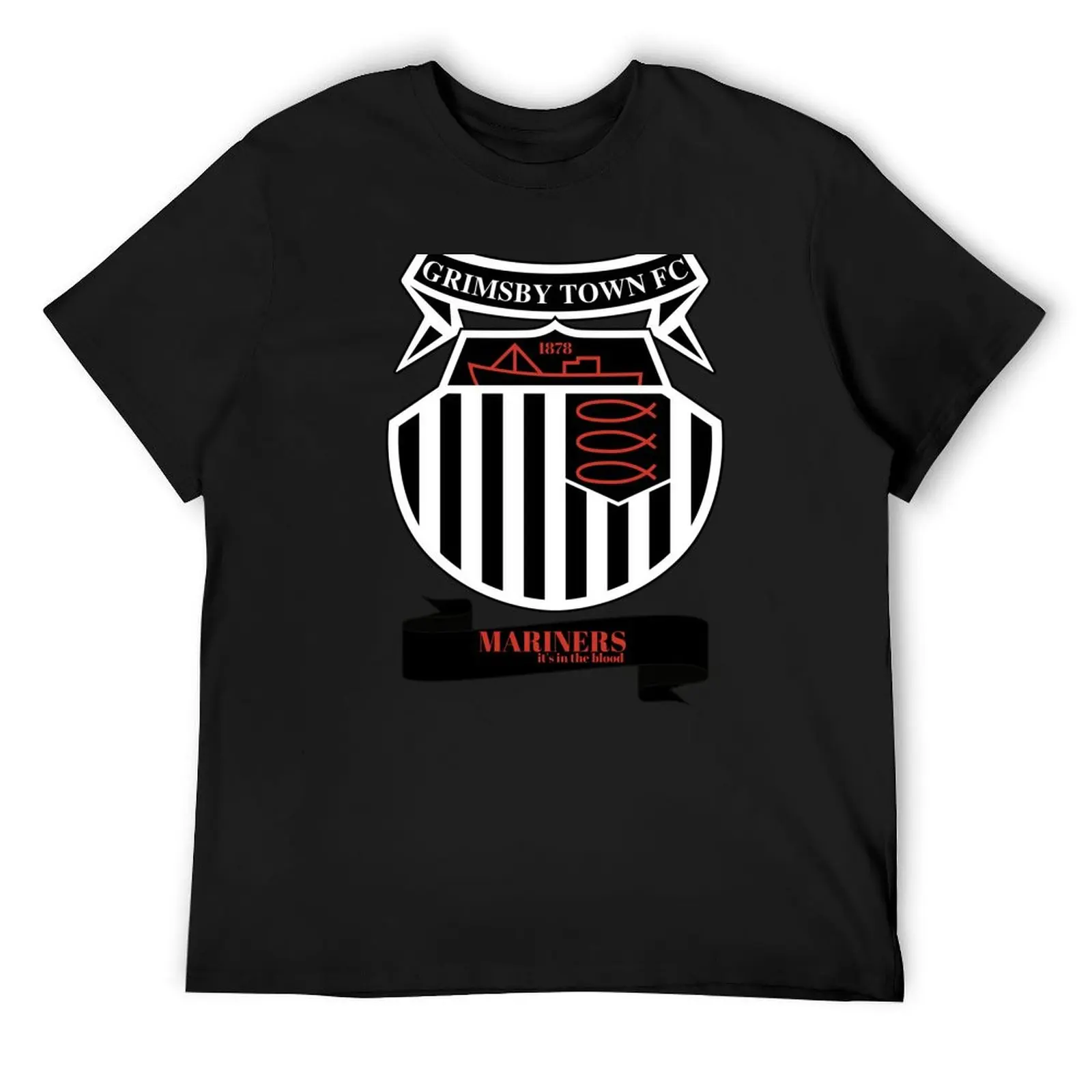 GTFC est 1878, premier league, basic logo, mariners, blood, black and white, Grimsby Town T-Shirt hippie clothes mens t shirts