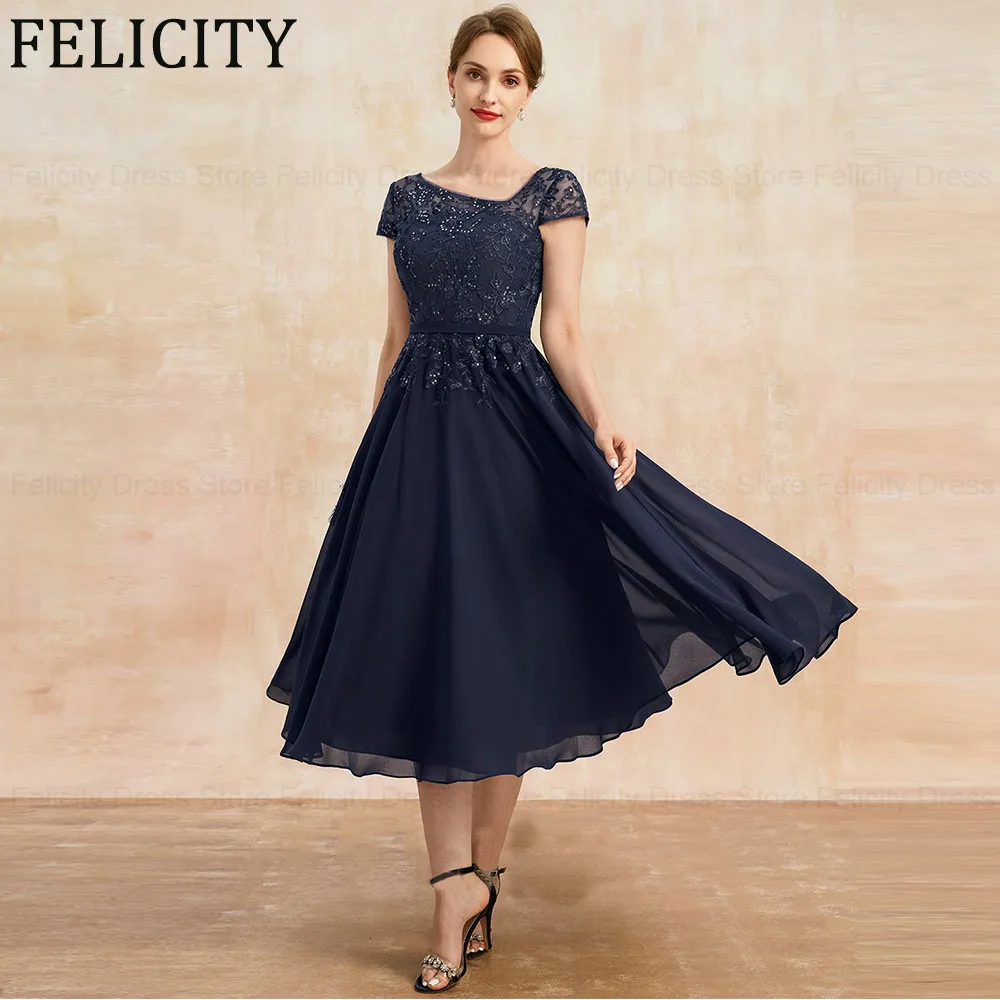 

FELICITY Exquisite Mother of the Bride Dresses 2024 A-line Asymmetrical Wedding Guest Dresses Chiffon Lace Sequins Evening Gowns