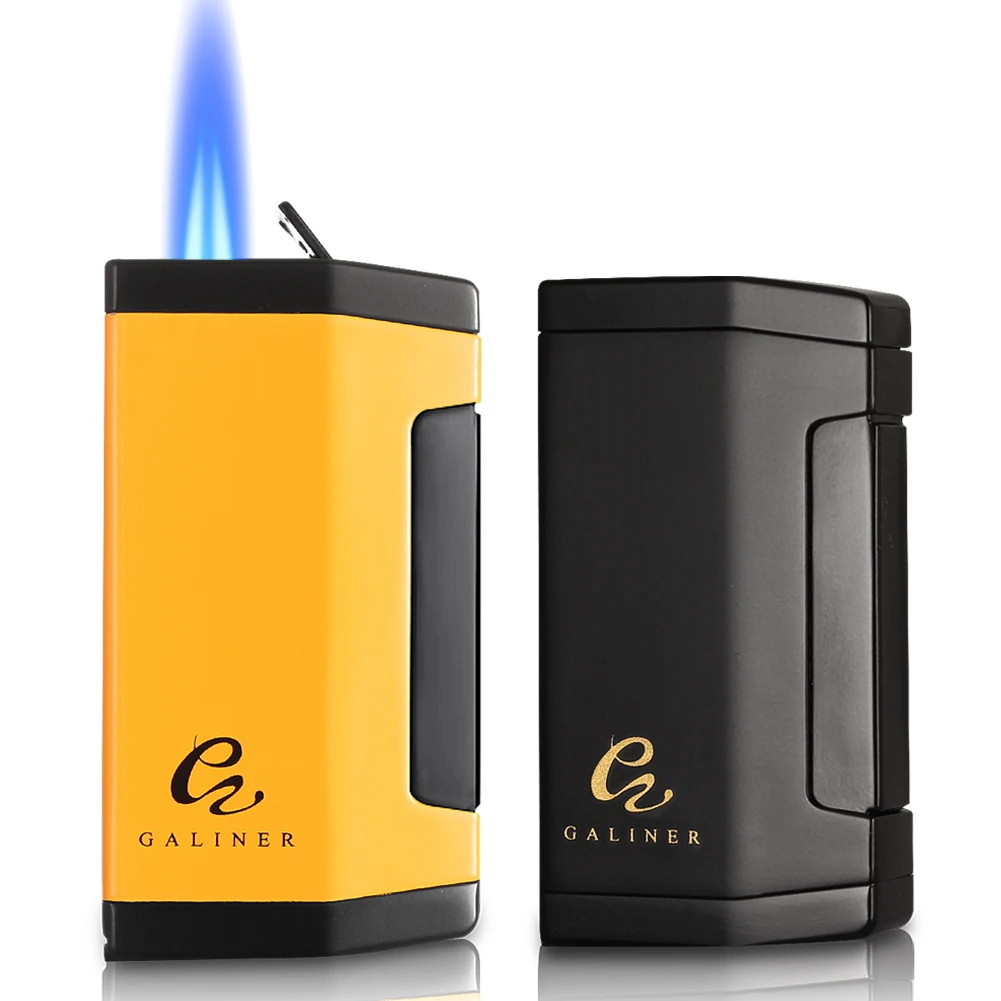 

Galiner Metal Cigar Lighter Windproof With Punch Refillable 2 Torch Jet Flame Lighters Portable Butane Gas Lighter For Cigar