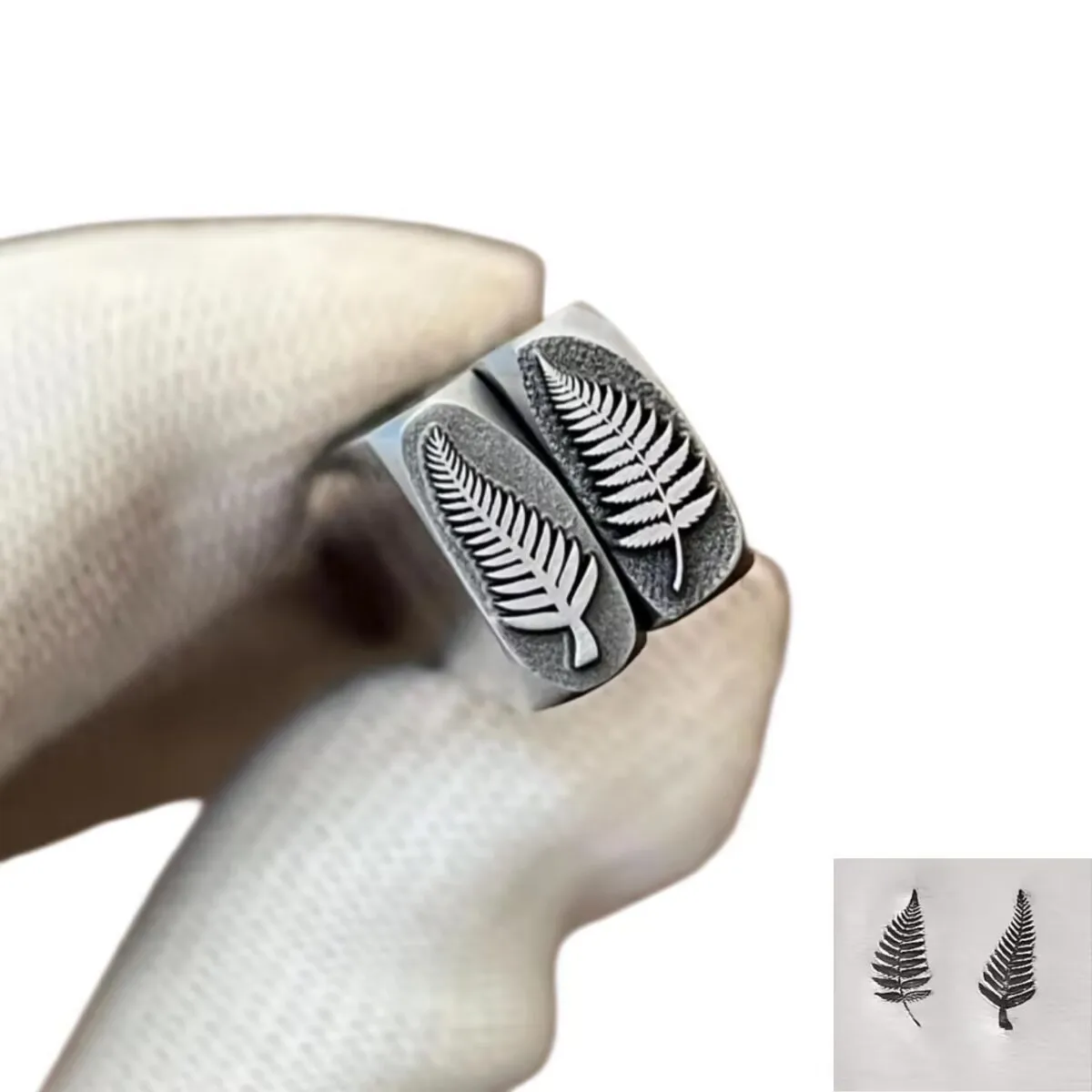 Jewelry Stamps, Fern-Patterned Steel Stamps, Gold and Silver Bracelets, Pendants, Chiseling Molds, Gold-Beating Tools