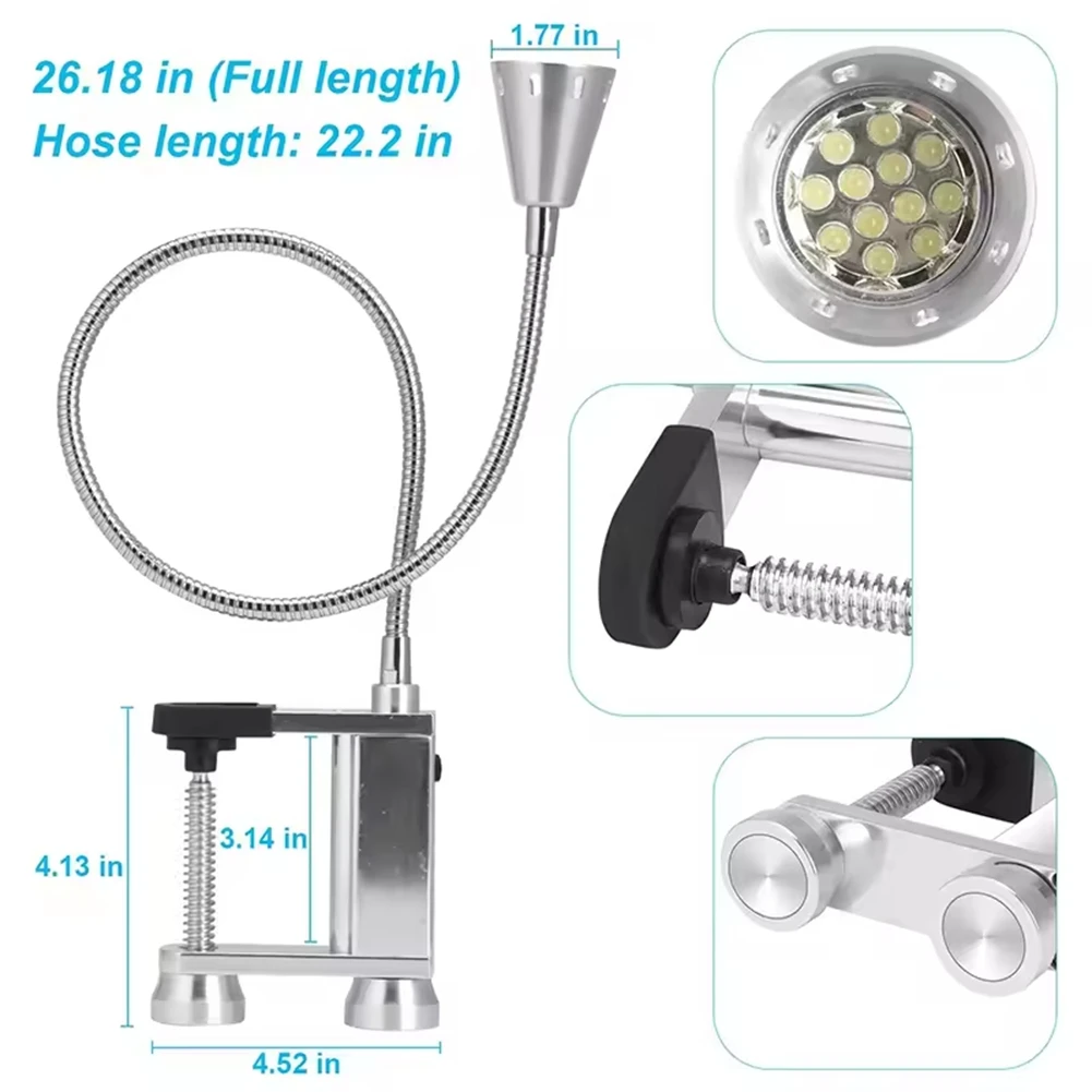 AWAH 明るい LED バーベキュー グリル ライト – 360 度フレキシブル グースネック、磁気ベースと調整可能なネジクランプ付き