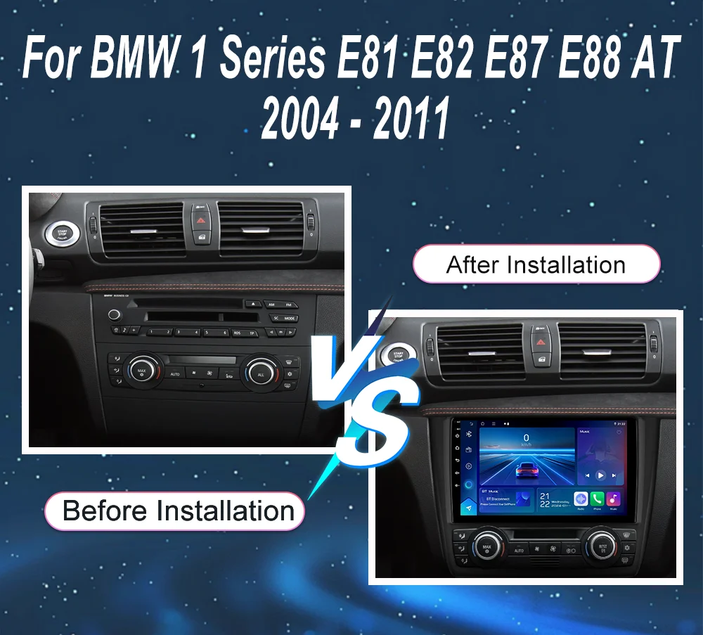 Android 14 Radio Stereo For BMW 1 Series E81 E82 E87 E88 AT 2004 -2011 Car Multimedia Player GPS Navigation QLED Screen NO Din