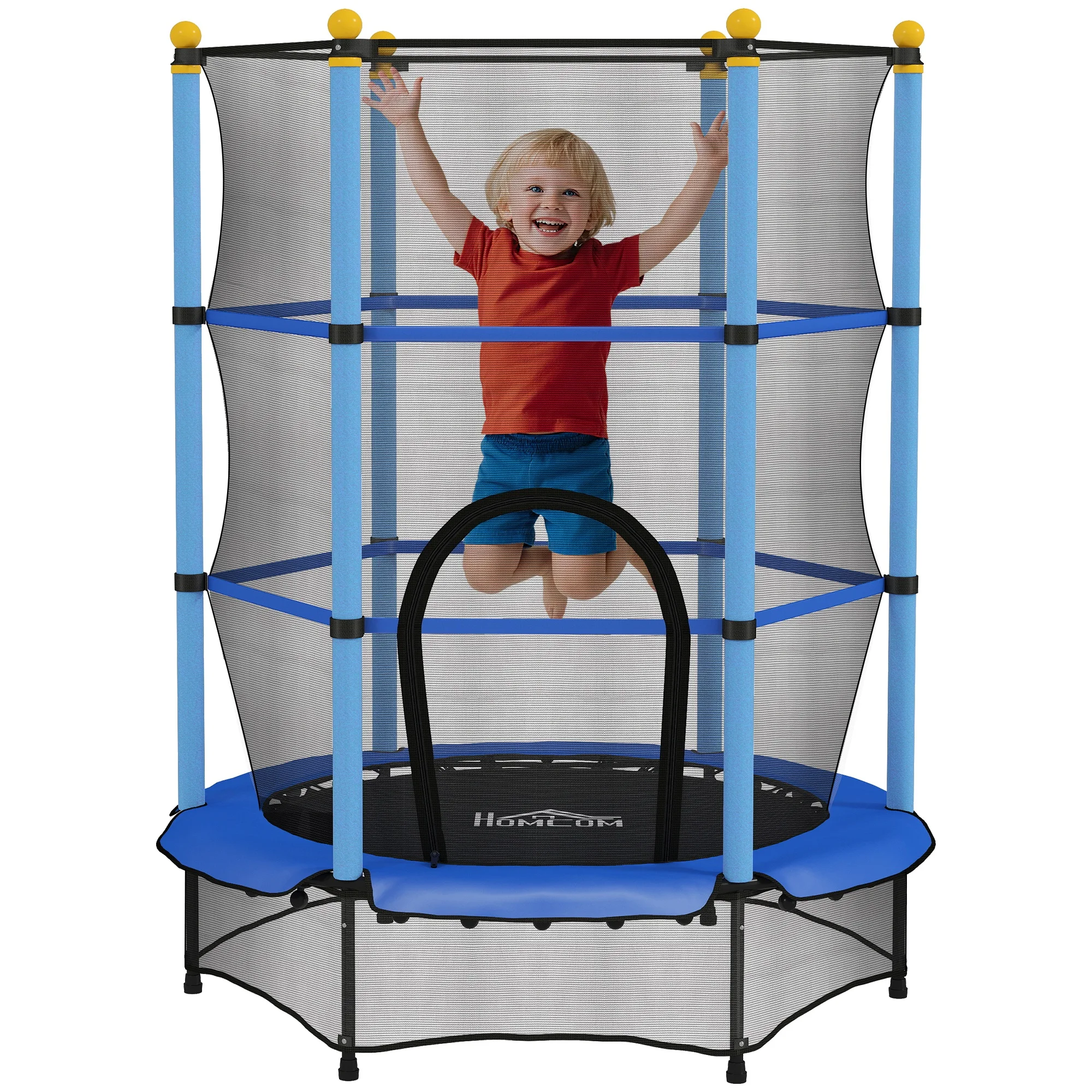 HOMCOM Trampolín para Niños de +3 Años Ø140 cm con Red de Seguridad y Marco de Acero para Interior y Exterior