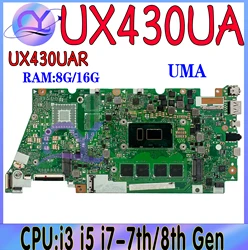 Płyta główna UX430UA dla ASUS UX430U UX430UQ UX430UQR UX430UN UX430UAR płyta główna z I3 I5 I7-7th/8th GEN 8GB/16GB