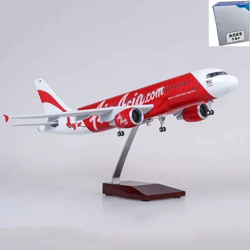 

1/80 Scale 47cm Airplane A320 Neo Air Asia Airline Model With Light Diecast Resin Plane Model Toys Collection Display Gifts Fans