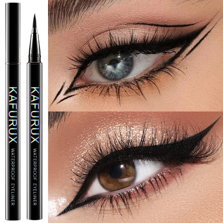 1 Stück schwarzer, schnelltrocknender Eyeliner-Stift für langanhaltendes, geschmeidiges, mattes Augen-Make-up, wasserfest, wischfest, flüssiger Eyeliner-Stift_voghion.com
