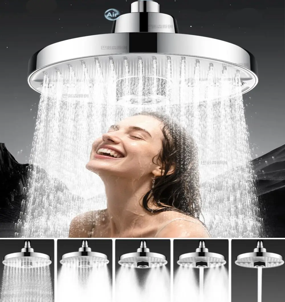 

New 18CM Pressurized 5 Modes Shower Head Large Water Rain Shower Head Showerhead Shower Bathroom Accessories Set