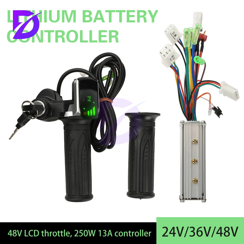 

24V 36V 48V 350W Brushless Motor Controller with Locking Throttle, Sine Wave for E-Bike Scooter, Easy Install & LCD Holder