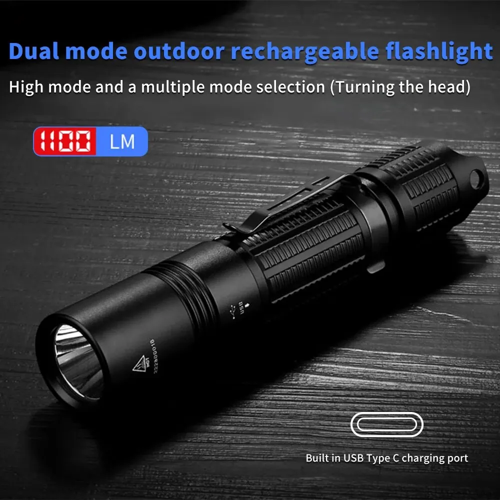 JETBEAM BC20TAC Flashlight 1100Lu EDC Lantern Type-C USB Charging Torch High Power Led Flashlights for Hiking Camping IPX8