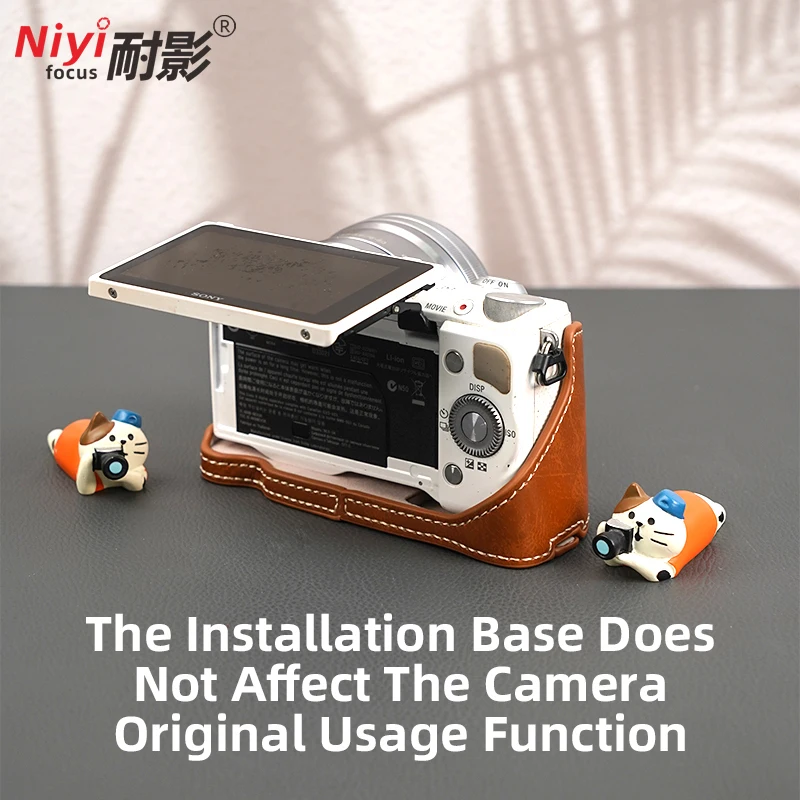 Camera Half Case for Sony NEX5 NEX5R NEX‑5T NEX6 NEX7 Camera Bace Leather Protective Case NEX-7 Bottom Battery Open Wrist Strap view 4