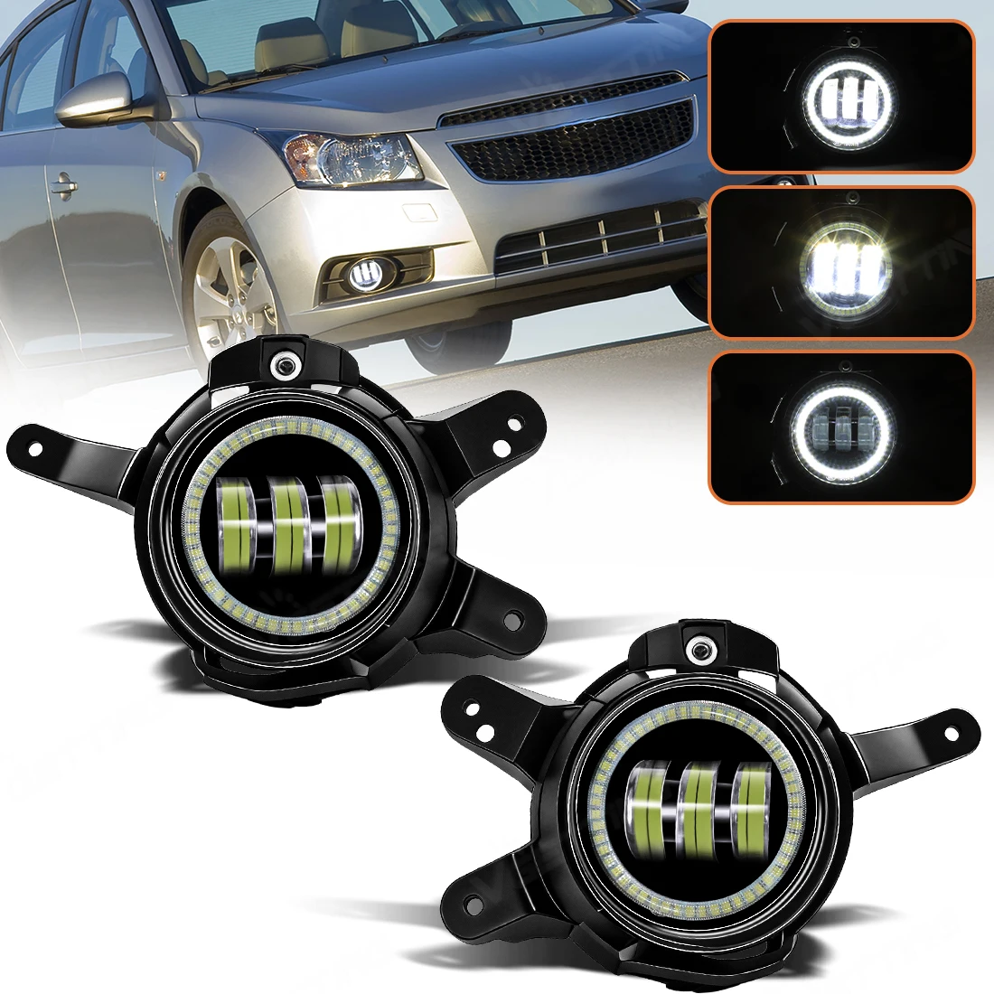 LED Fog Lights For Chevrolet Cruze 2009 2010 2011 2012 2013 2014 Front Bumper Angel Eyes Foglamp DRL Headlight Car Accessories