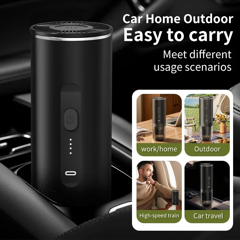 Machine à expresso portable sans fil auto-chauffante 20 bars, mini machine à café à extraction automatique en un clic, machine à café de voyage rechargeable compatible multi-capsules, machine à café portable compacte pour voiture, voyage en voiture, camping, machine à expresso d'extérieur
