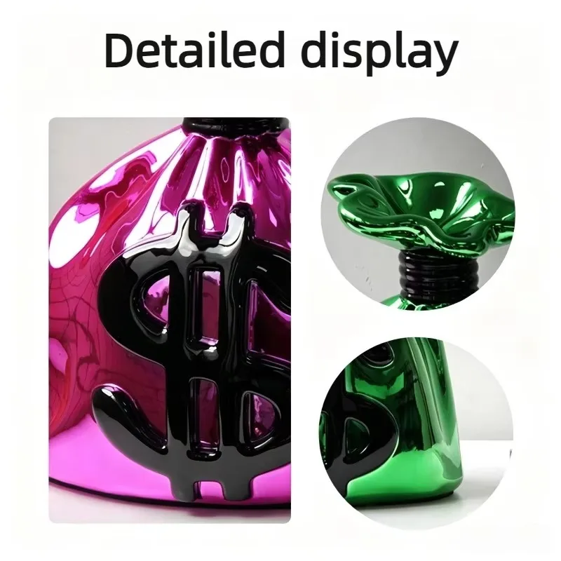 Cute Small Figurines Money Bag Shape Resin Desk Figurines Creativity Bedroom Decoration Figurine Modern Miniature Home Decor