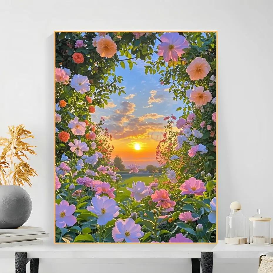 1set Hui Digital Oil Painting DIY Fill Painting Adult Hand drawn Landscape Handmade Color Filling Acrylic Decorative Painting