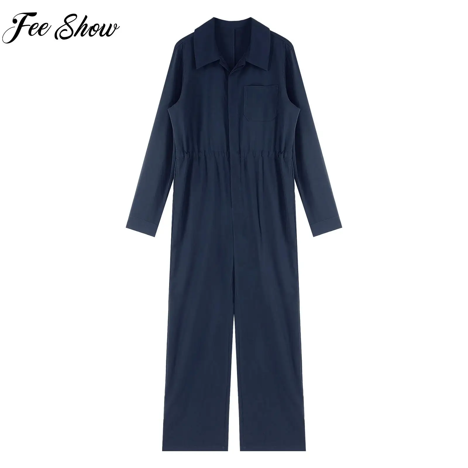 

Fashion Casual Women's Retro Coverall Jumpsuits Pants Solid Color Long Sleeve Overall 2025 Worker Vocation Club Party Daily Wear
