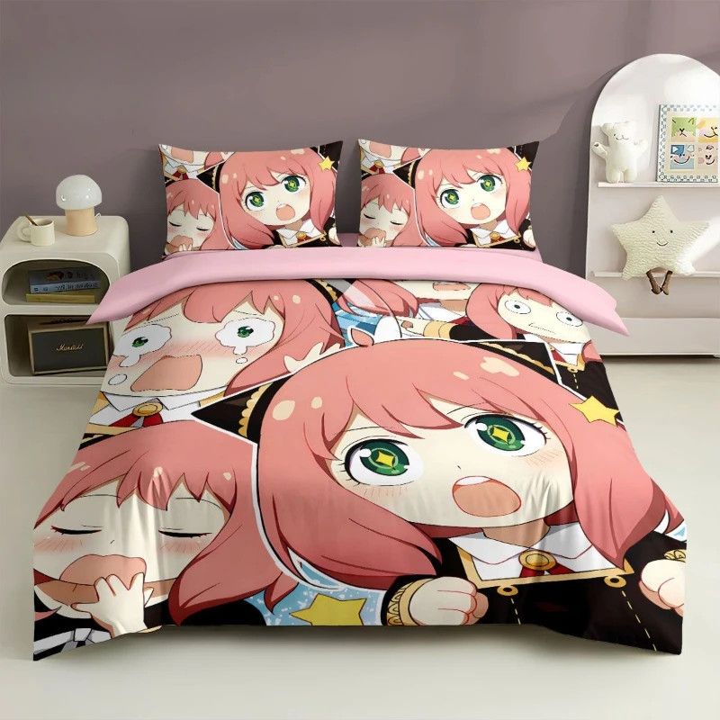 

SPY FAMILY Anya Forger anime cartoon cute bedding Kawaii for boys and girls 2D bed sheet and quilt cover four-piece set gift