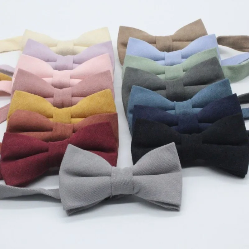 

Children's bow tie men's and women's fashion cotton corduroy collar solid color new knot banquet suede pocket towel bow tie