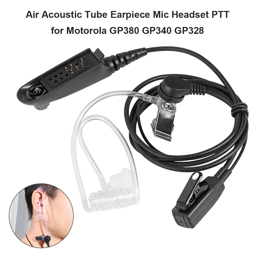 Covert Acoustic Tube Earpiece Headset Mic PTT for Motorola GP380 Walkie Talkie