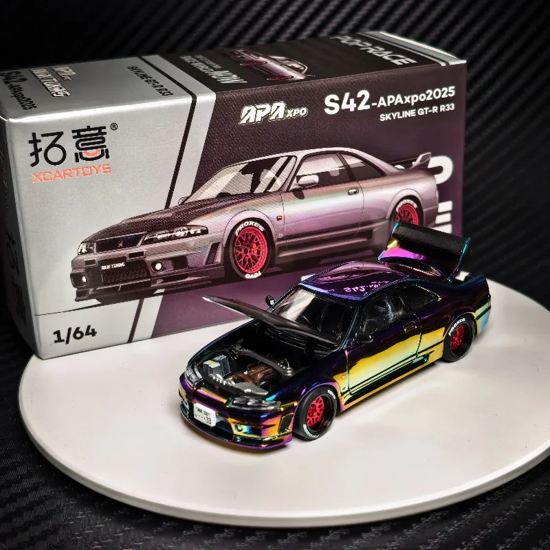 POPRACE 1:64 APAxpo 2025 งานแสดงสินค้าที่เมืองฝอซาน รุ่นลิมิเต็ดอิดิชั่น รถจำลองนิสสัน จีทีอาร์ อาร์33 ผลิตจากโลหะผสมหล่อขึ้นรูป ของเล่นสำหรับเด็กผู้ชาย