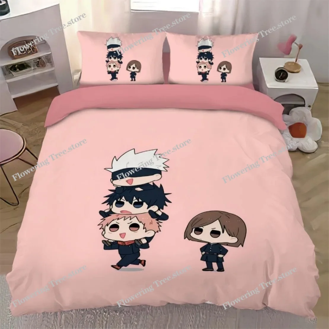 

Jujutsu Kaisen Bedding Set Japan Anime Teenagers Gifts Satoru Gojo Duvet Cover Sets Twin Queen King Single Size