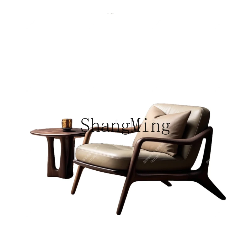 PYH New Chinese Black Walnut Leisure Sofa Balcony Solid Wood Single  Leisure High-end Furniture