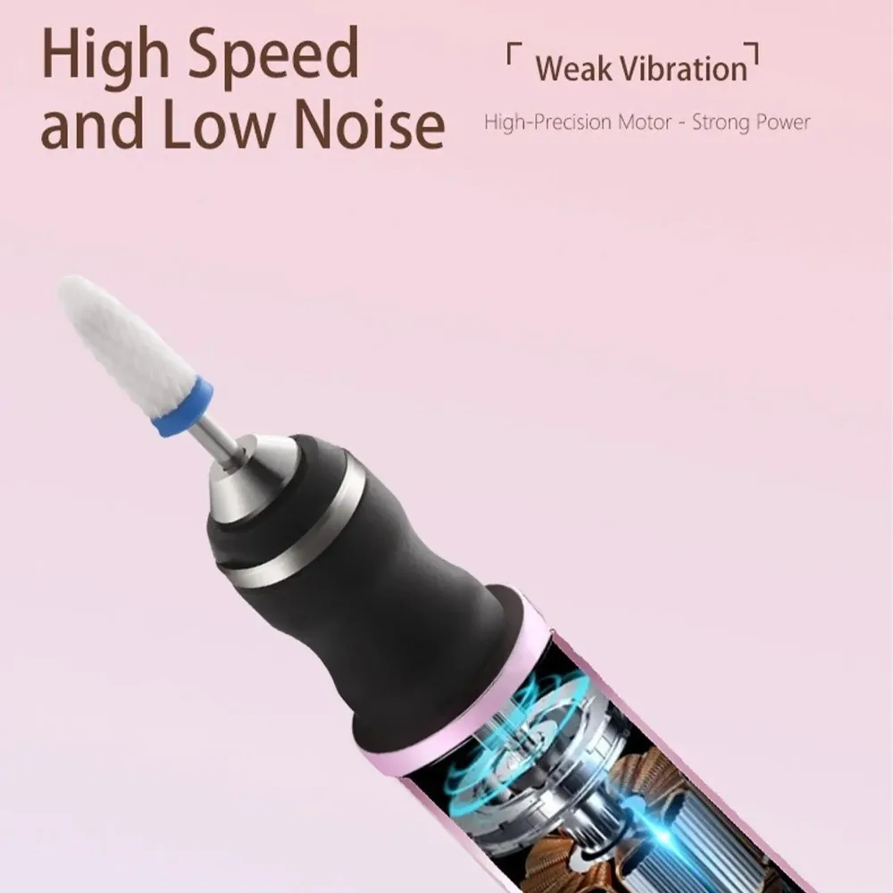

Safe High Speed Nail Drill Machine Rechargeable Digital Display Nail Polisher Pen-Style Cordless Nail Grinder Set Nail Care