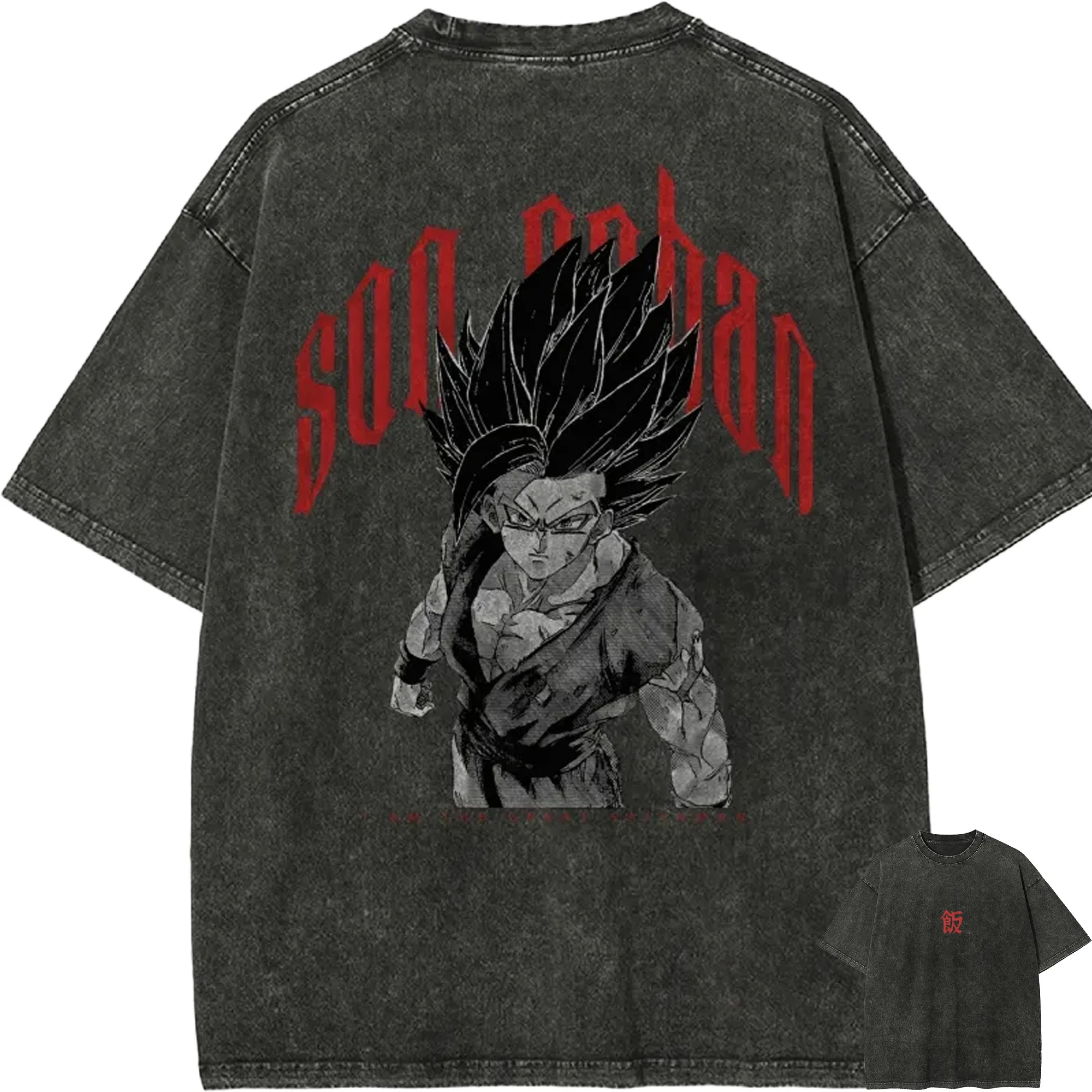 

Dragon Ball Gohan T Shirt Beast Mode Men Acid Wash Oversized Streetwear Anime Gohan Cotton Vintage Gym Training Top Tee