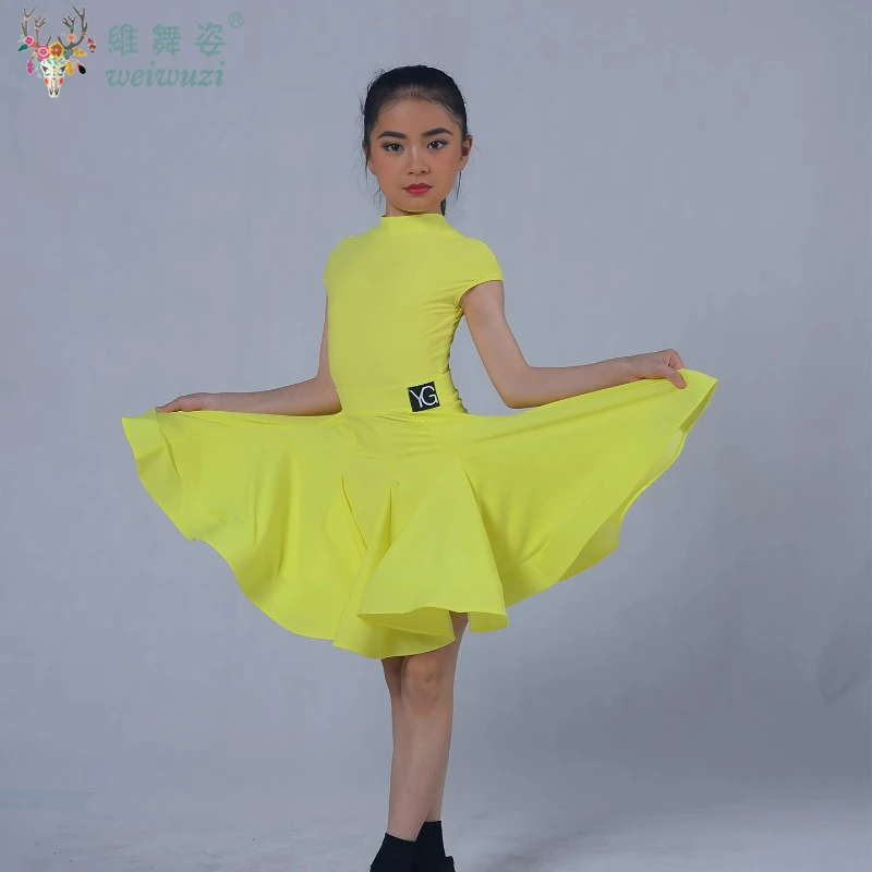 فستان رقص لاتيني احترافي للأطفال للفتيات فساتين رقص قاعة الرقص رومبا تشا تشا سامبا فستان ممارسة الأداء اللاتيني