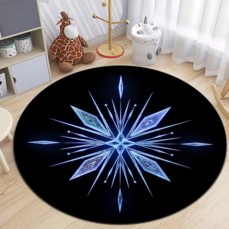 Frozen HD Printed Cartoon Round Carpet for kids Living Room Rugs Camping Picnic Mats Flannel Anti-Slip Rug Yoga