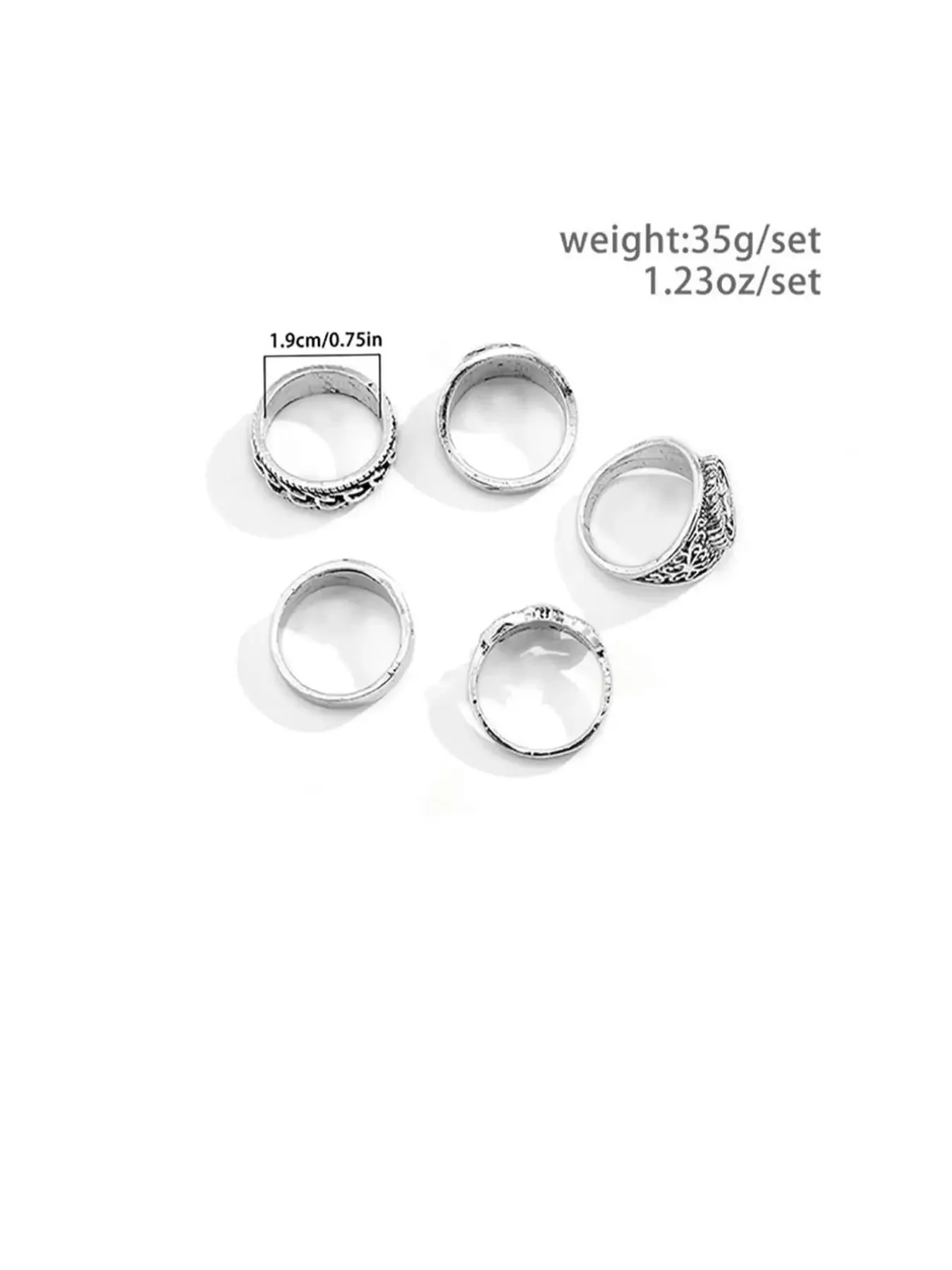 5pcs/Set Men's Fashion Trendy Alloy Stacking Rings, Street Style Retro Cool Design Totem Geometric Pattern Men's Ring Stackable Rings