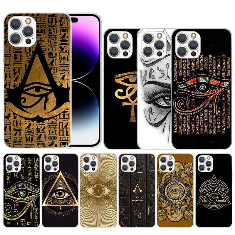 Sacred Eye of Horus Egypt Fresco Soft Cover for iPhone 15 14 13 12 Mini 11 Pro Max Print Phone Case X XS XR 7 Plus 8 + SE Patter