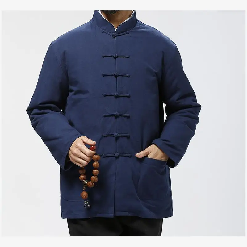 Thiened Pure Cotton Winter Jaet for ly Men Traditional Chinese Sle Button Design Warm Cozy ex Oversized Sewing
