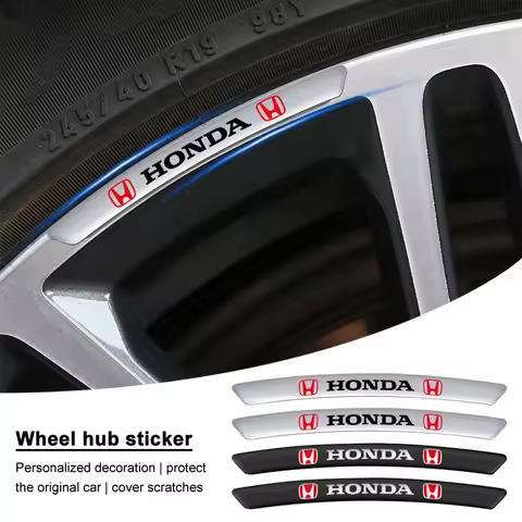 4Pcs Aluminum Car Badge Emblem Wheel Hub Rims Decor 3D Stickers For Honda Fit Mugen Insight Type S R VTEC Modulo Vezel RR Si