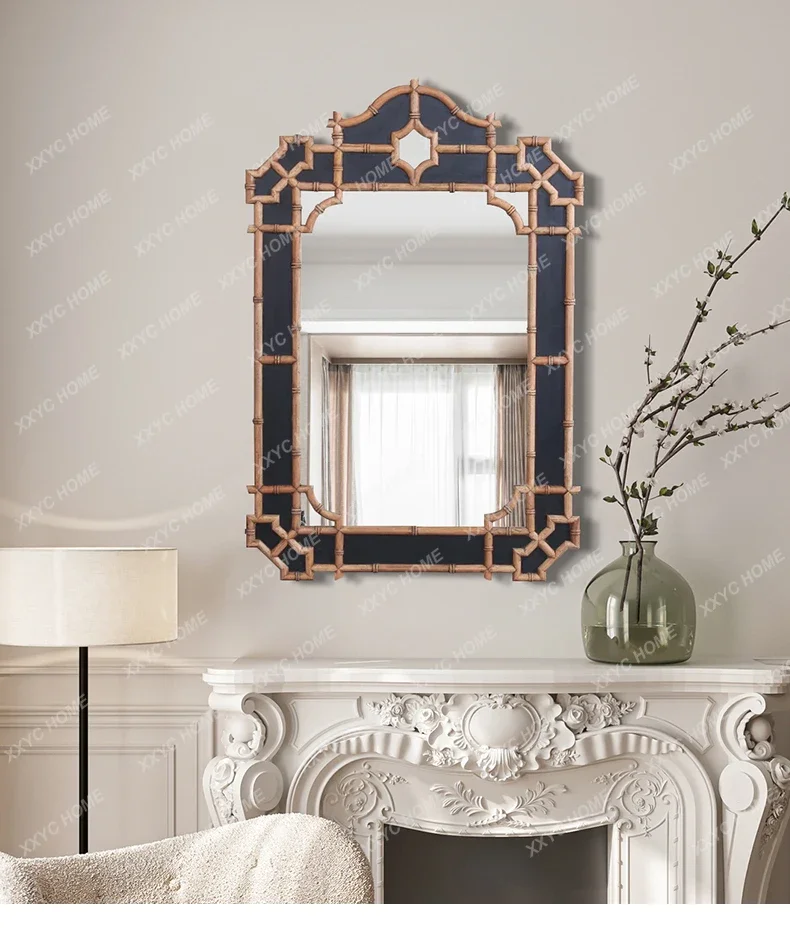 Vintage Makeup Mirror Artistic Retro Vanity Mirror for Home Entrance Decoration Mirror