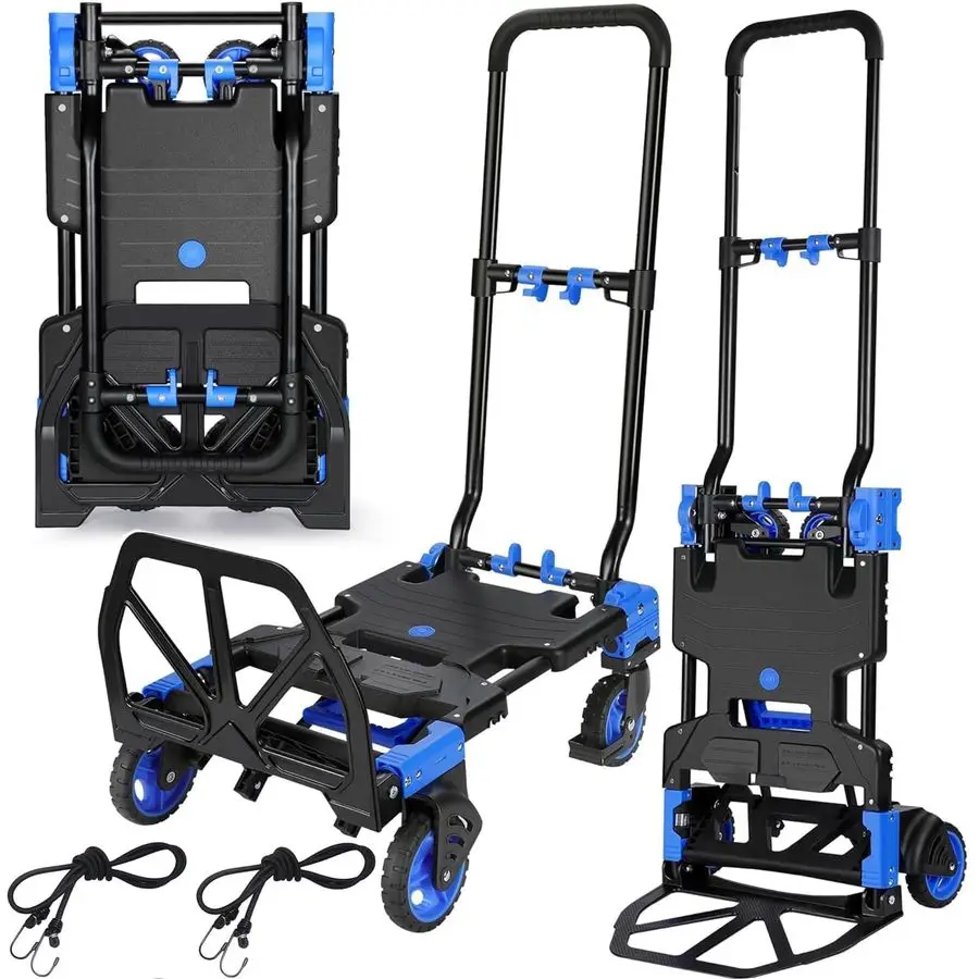 

in 1 Folding Hand Truck,330lbs Capacity Heavy Duty Hand Truck,with Telescoping Handle and Rubber Wheels,Portable Dolly Cart with