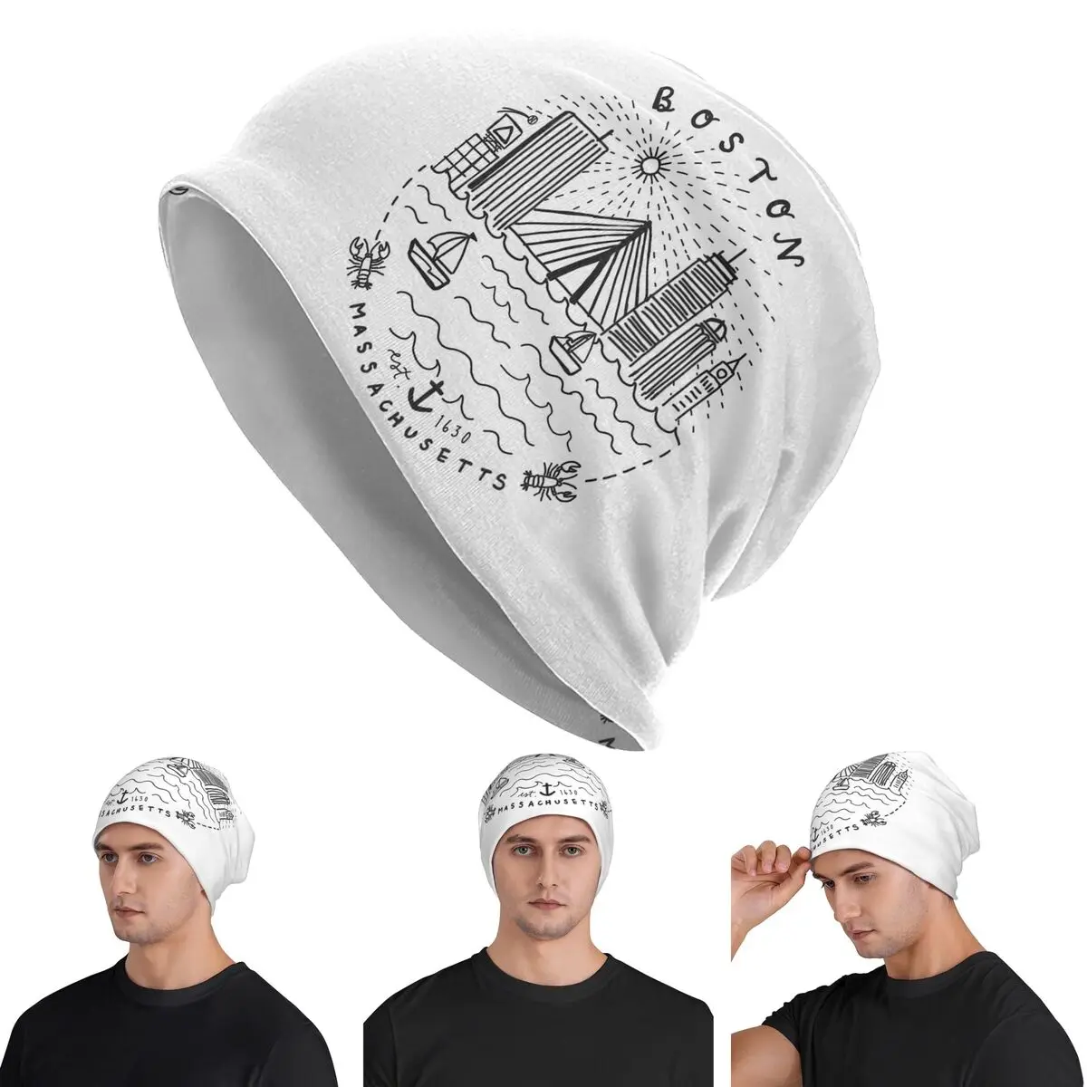

Boston Mass Skyline Collag Skullies шапки шапки теплая осенне-зимняя уличная шапка вязаная шапка для мужчин женщин взрослых