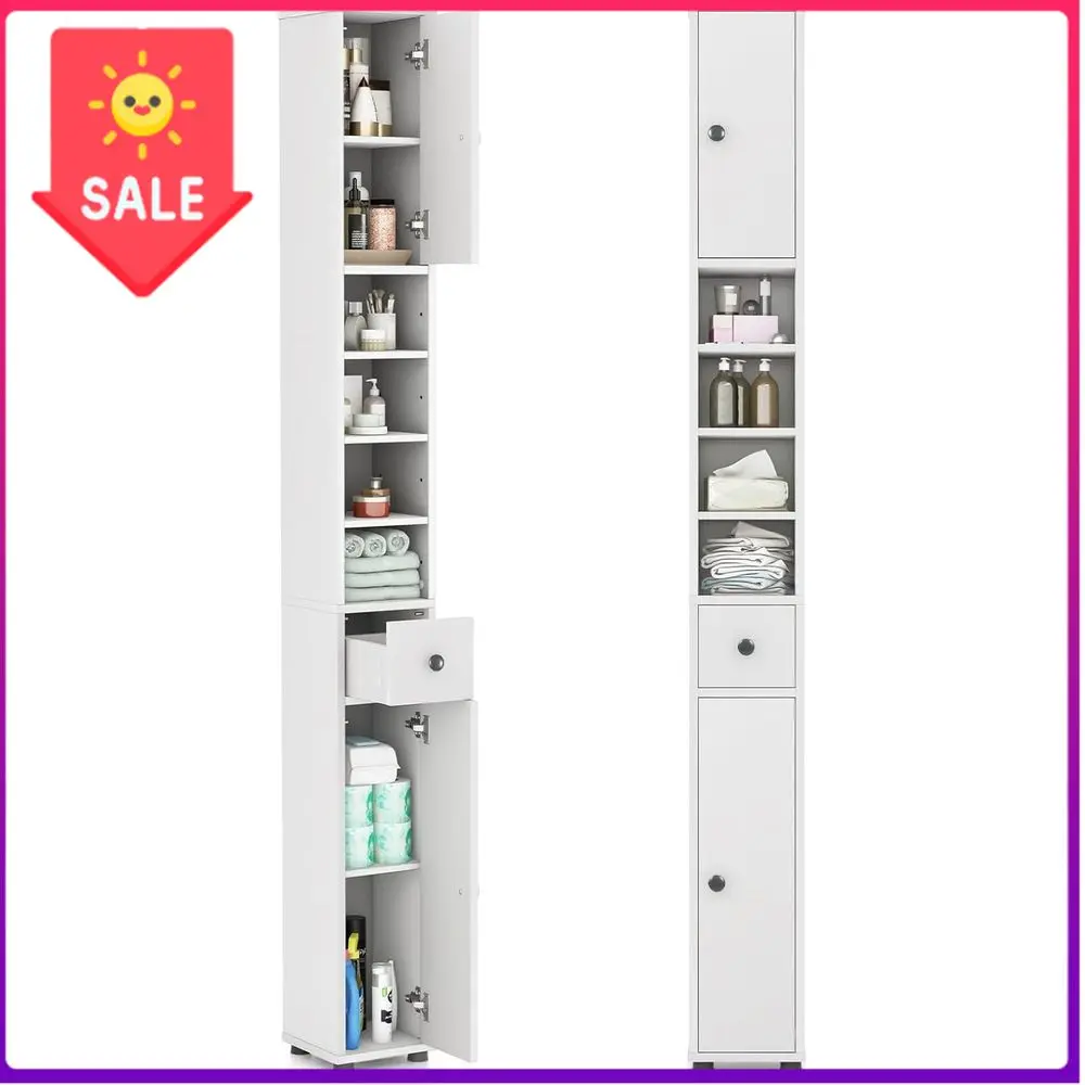 

BestsellerFreestanding Tall Bathroom Storage Cabinet with 2 Doors, 1 Drawer, 5 Shelves, 8x8x71 for Small Spaces (White)