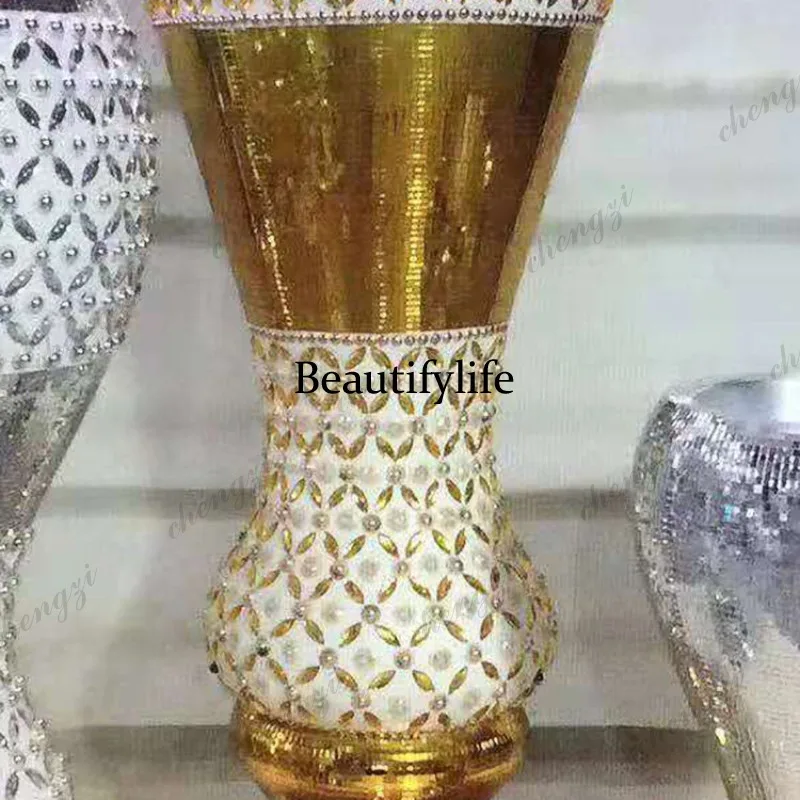 A95 European simple bead sticker glass floor vase living room home insert simulated flower decorative flower device