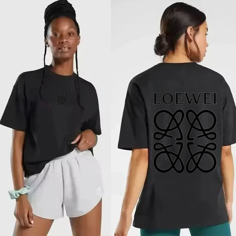 

Luxury short sleeve T-shirt Women's European summer fashion brand small print high-grade black and white half sleeve top