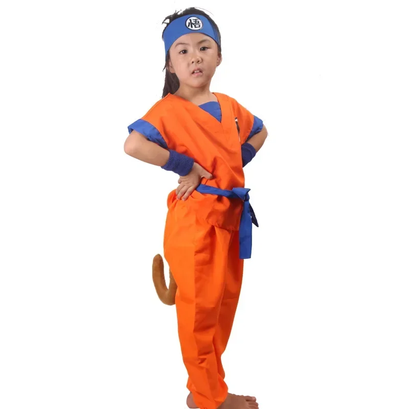 QQ8 2025 Новый костюм Парик Синий Золотой Хэллоуин Костюмы для взрослых и детей Сон Гоку Аниме Косплей Герой Одеваются Праздничная вечеринка AA5Lk¥