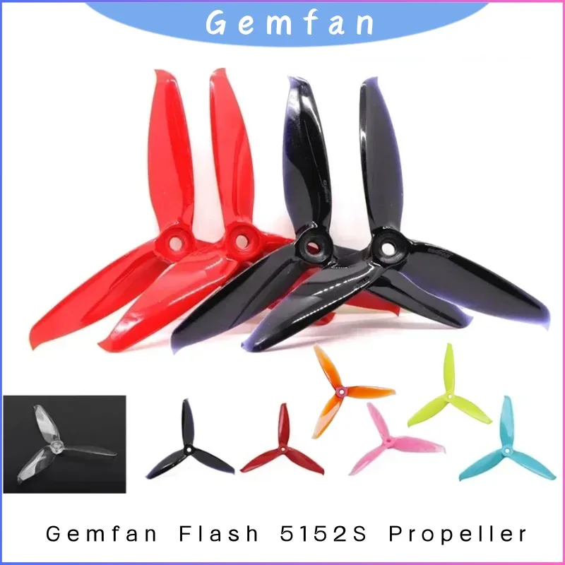 

Gemfan Flash 5152S 5,1x5,2 3-лопастной пропеллер для ПК для FPV Racing Freestyle Drone Высокоскоростной прочный 5-дюймовый реквизит CW CCW 2 пары