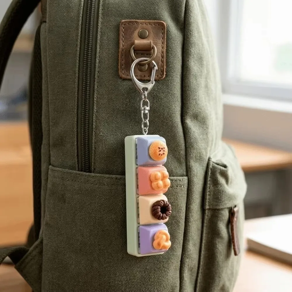 4 Key Anti-stress Pendant Bear Keycap Mechanical Mini Keyboard Pendant Finger Button Pass The Time Calming Keychain Keys