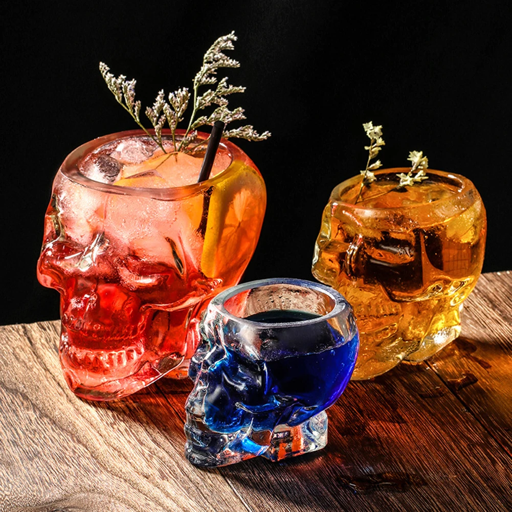 80/150/350 ML Skull Face Beer Mug Skull Glasses Cocktail Glass Cup Drinking Glasse Funny Entertainment Glassware Halloween Decor