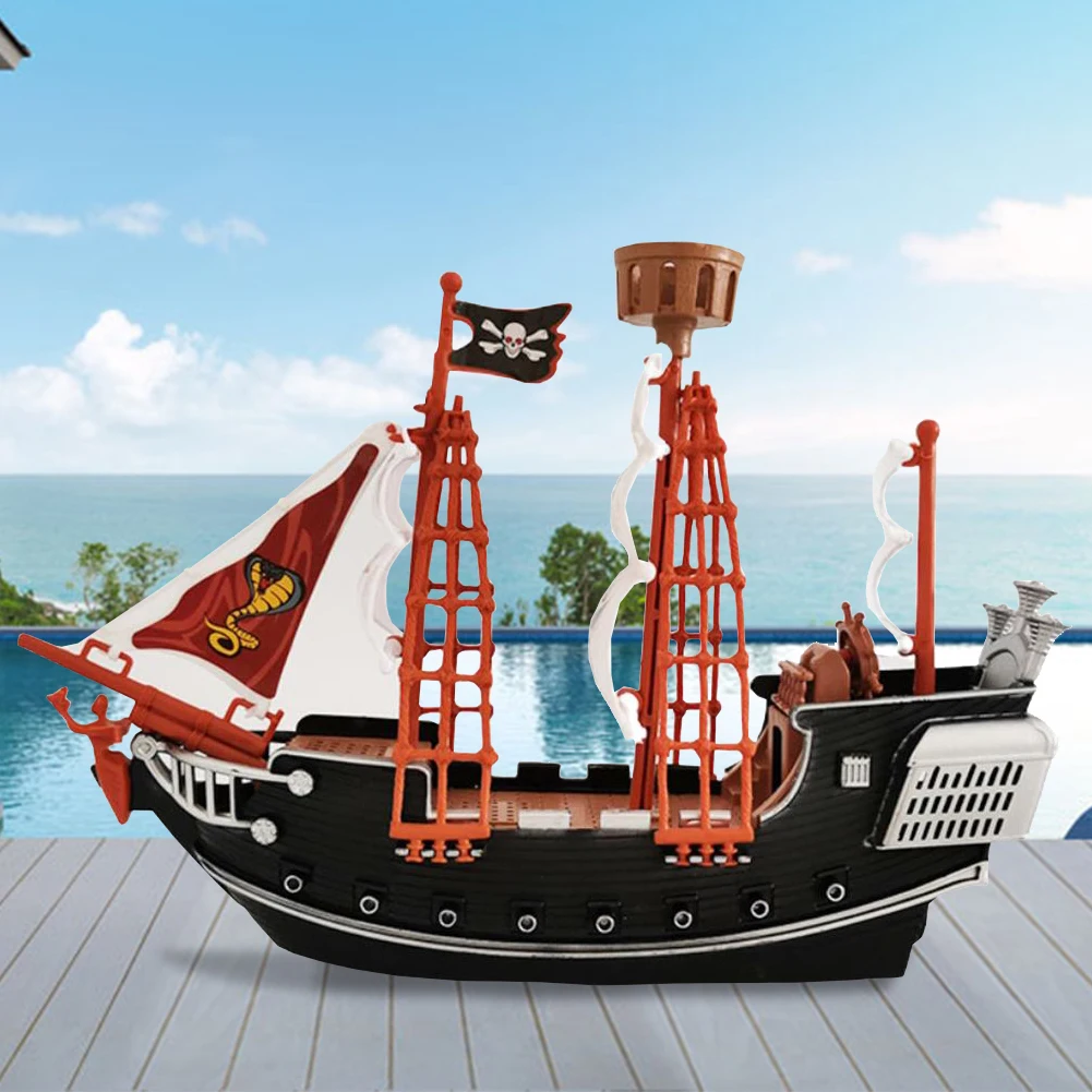 10in Pirates Ship Exquisite Craftsmanship Unique Boats Model Special Gift Ship Model Toy Scene Decor Prop for Home Kindergarten
