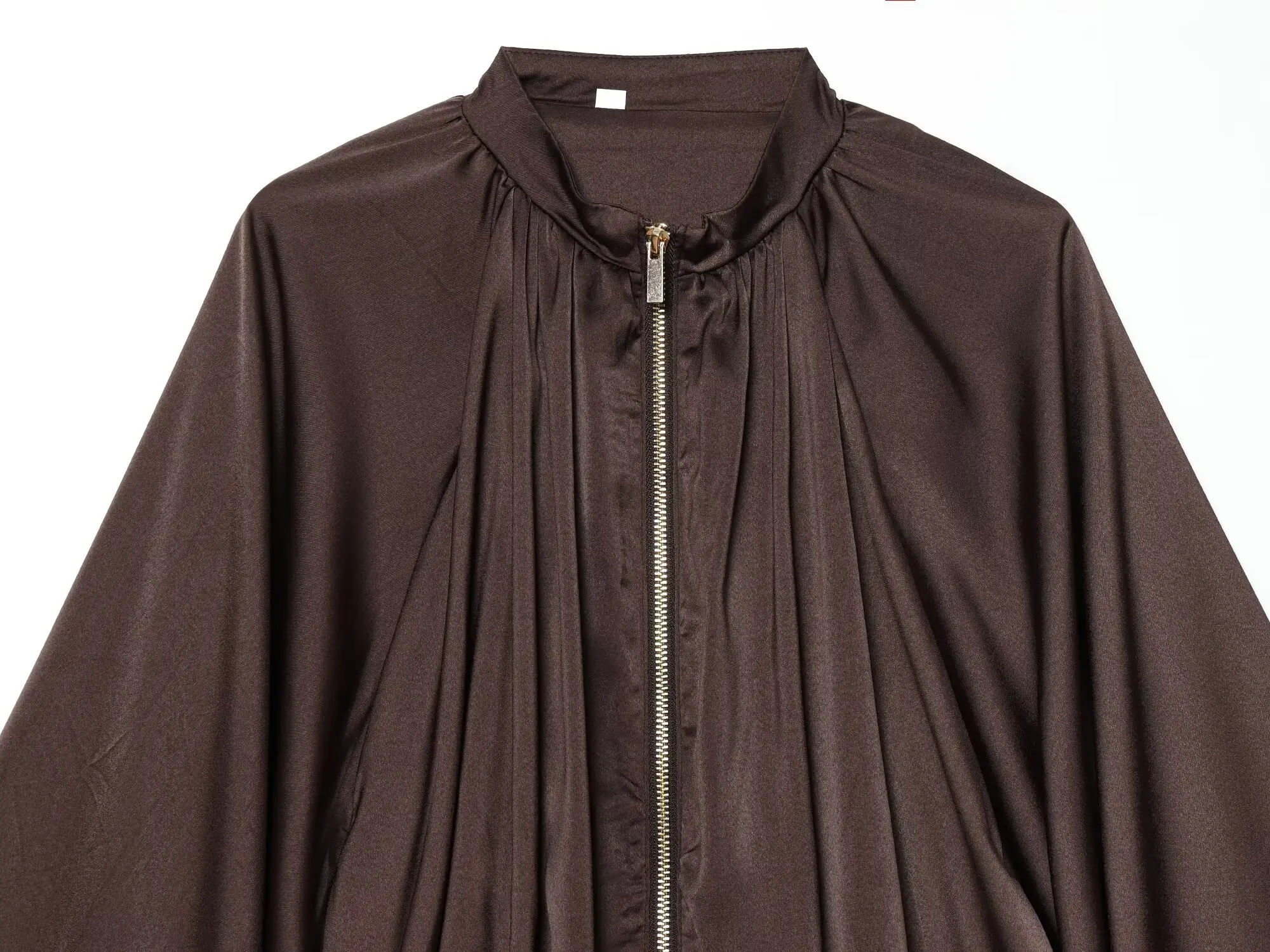 KONDALA Damen Casual Satin Bomberjacke Trendige High-Street Reißverschlussjacke Neu 2026 Frühherbst Elegante Schicke Puffärmel-Jacke – Detail 20