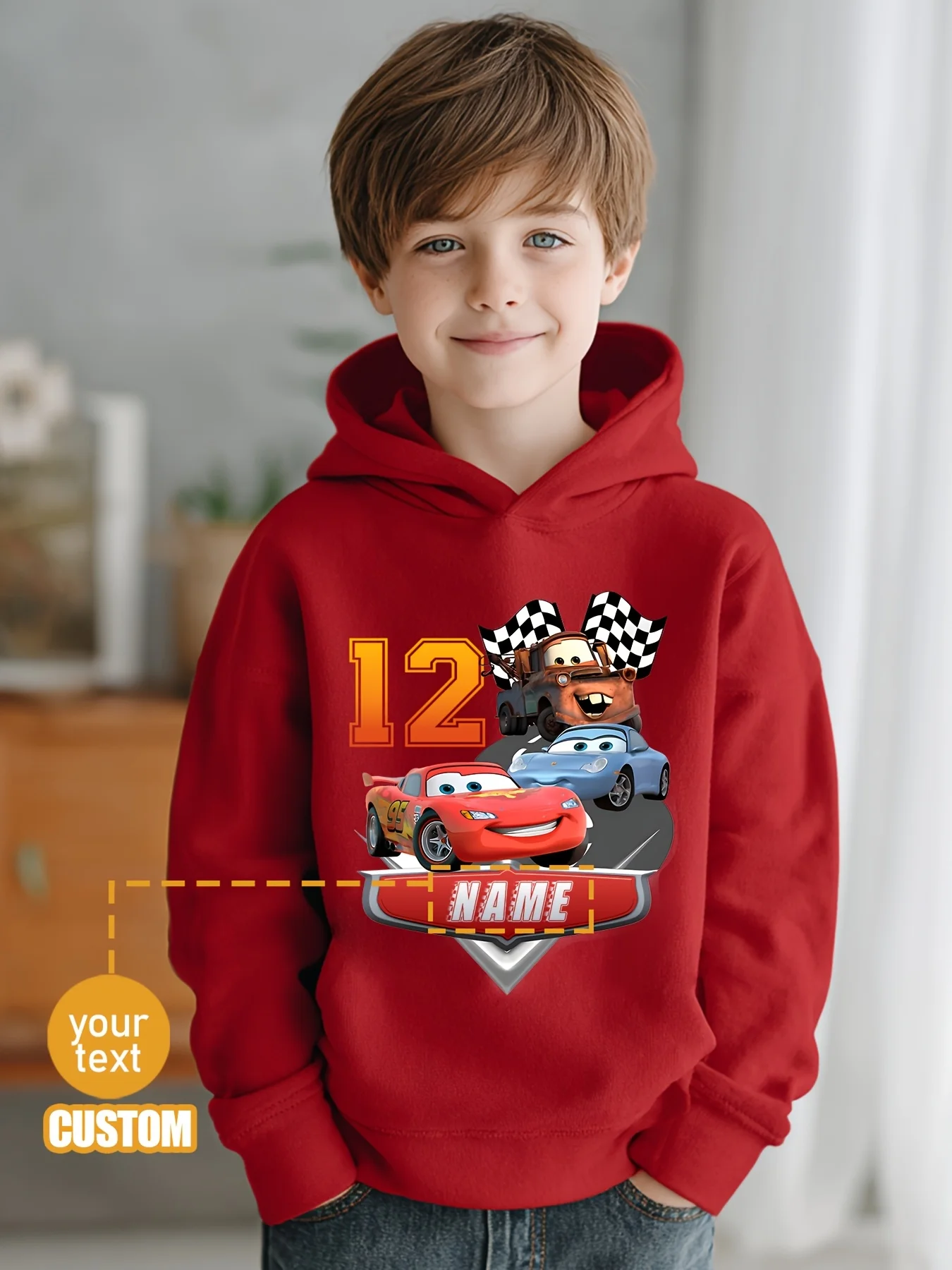 سترة كاجوال للأولاد من Disney Cars، نمط سيارات McQueen 95، قطعة واحدة من السلسلة الحمراء، مناسبة للأولاد، من عمر 4 إلى 12 عامًا، مناسبة للسيارات
