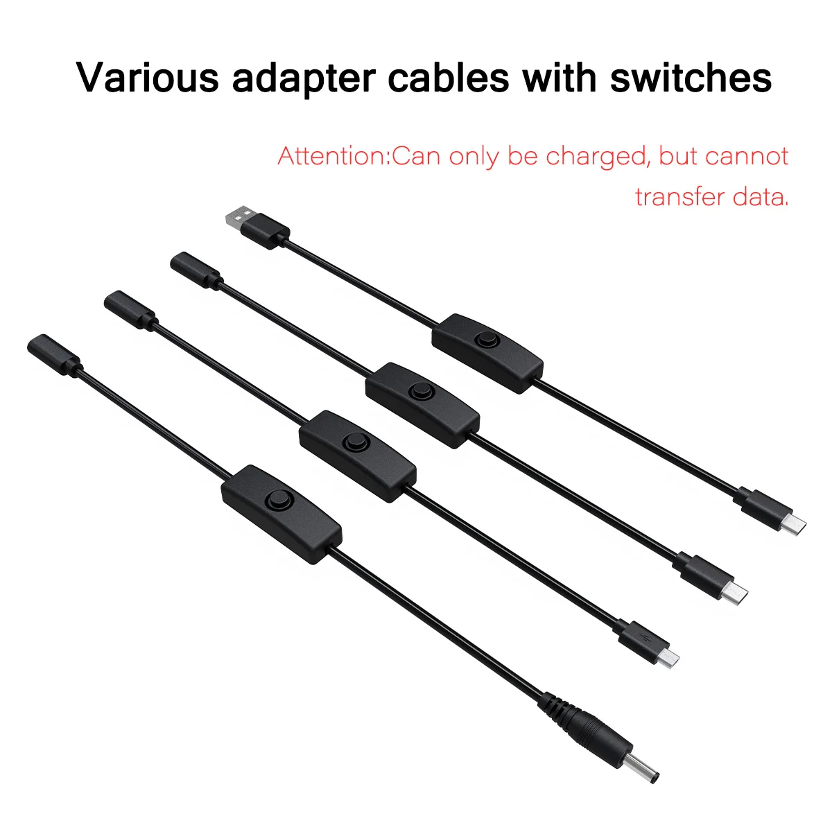 Interface conversion cables with switches, only for products such as USB fans and small night lights that use DC power supply.
